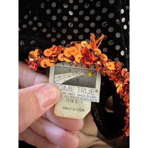 A Wish Come True Girls' Black Orange Mery Sequin Beaded Costume Dress Size 5-7 - Picture 8 of 10